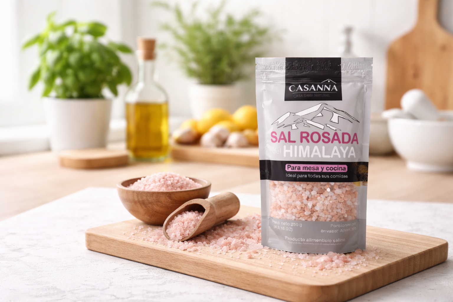 Sal rosada Casanna en cocina