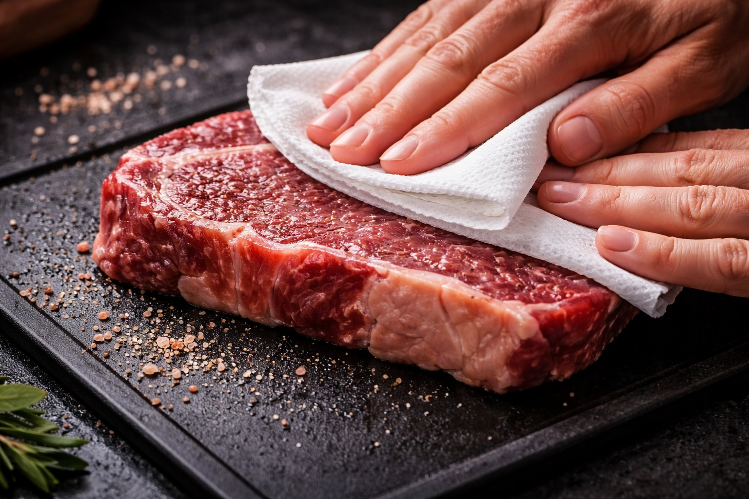 Secar la carne antes de cocinar